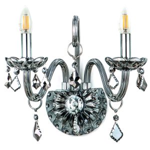 InLight Επιτοίχιο φωτιστικό από φιμέ γυαλί και κρύσταλλα 2XE14 D:35cm (43391-2-FIME)