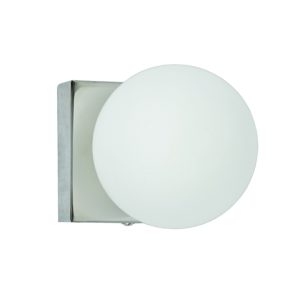 InLight Επιτοίχιο φωτιστικό από χρώμιο μέταλλο και λευκή οπαλίνα 1XG9 D:9cm