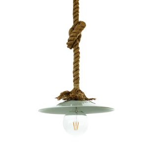 InLight Κρεμαστό φωτιστικό από καφέ σχοινί και λευκό μέταλλο 1XE27 D:36cm