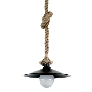 InLight Κρεμαστό φωτιστικό από καφέ σχοινί και μαύρο μέταλλο 1XE27 D:36cm