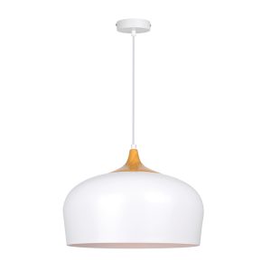 InLight Κρεμαστό φωτιστικό από λευκό μέταλλο και ξύλο 1XE27 D:35cm