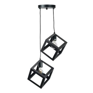 InLight Κρεμαστό φωτιστικό από μαύρο μέταλλο 2XE27 D:20cm