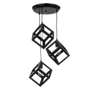 InLight Κρεμαστό φωτιστικό από μαύρο μέταλλο 3XE27 D:30cm