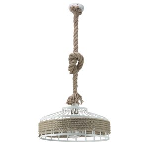 InLight Κρεμαστό φωτιστικό από καφέ σχοινί και λευκό μέταλλο 1XE27 D:40cm