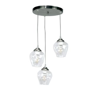 InLight Κρεμαστό φωτιστικό από νίκελ ματ μέταλλο και διάφανο γυαλί 3XE27 D:30cm