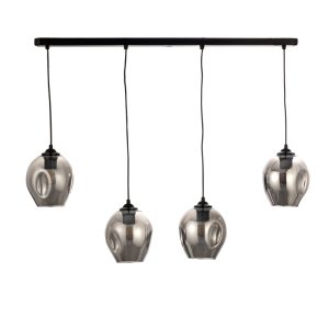 InLight Κρεμαστό φωτιστικό από μαύρο μέταλλο και φιμέ γυαλί 4XE27 D:80cm