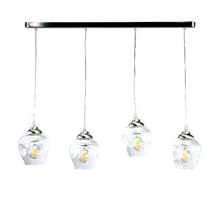 InLight Κρεμαστό φωτιστικό από νίκελ ματ μέταλλο και διάφανο γυαλί 4XE27 D:80cm