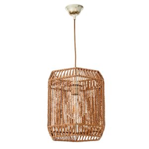 InLight Κρεμαστό φωτιστικό καφέ από σχοινί 1XE27 D:24cm