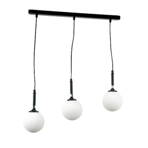 InLight Κρεμαστό φωτιστικό από μαύρο μέταλλο και λευκή οπαλίνα 3XG9 D:60cm