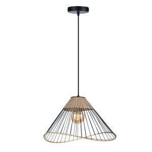 InLight Κρεμαστό φωτιστικό από ρατάν και μαύρο μέταλλο 1XE27 D:48cm