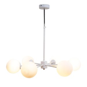 InLight Κρεμαστό φωτιστικό από λευκό μέταλλο και λευκή οπαλίνα 6XG9 D:70cm