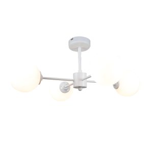 InLight Κρεμαστό φωτιστικό από λευκό μέταλλο και λευκή οπαλίνα 4XG9 D:45cm