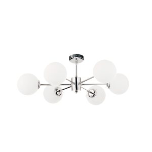 InLight Κρεμαστό φωτιστικό από χρώμιο μέταλλο και λευκή οπαλίνα 6XG9 D:55cm