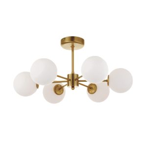 InLight Κρεμαστό φωτιστικό από χρυσό ματ μέταλλο και λευκή οπαλίνα 6XG9 D:55cm