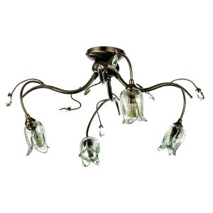 InLight Φωτιστικό οροφής από οξυντέ μέταλλο κρύσταλλα και λευκό γυαλί 4XG9 D:50cm