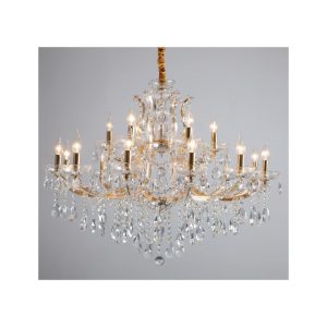 Inlight Κρεμαστό φωτιστικό από χρυσό μέταλλο γυαλί και κρύσταλλα 18XE14 D:95cm