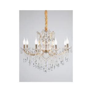 Inlight Κρεμαστό φωτιστικό από χρυσό μέταλλο γυαλί και κρύσταλλα 8XE14 D:80cm