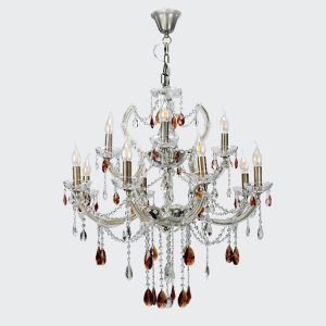 InLight Κρεμαστό φωτιστικό από οξυντέ μέταλλο γυαλί και κρύσταλλα 12XE14 D:70cm