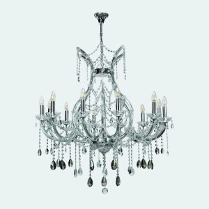 InLight Κρεμαστό φωτιστικό από χρώμιο μέταλλο γυαλί και κρύσταλλα 12XE14 D:100cm