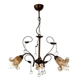 InLight Κρεμαστό φωτιστικό από οξυντέ μέταλλο κρύσταλλα και μελί γυαλί 3XE14 D:60cm