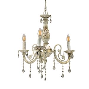 InLight Κρεμαστό φωτιστικό από μέταλλο σε μπεζ πατίνα και κρύσταλλα 3XE14 D:55cm