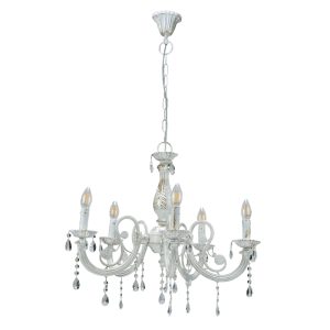 InLight Κρεμαστό φωτιστικό από μέταλλο σε μπεζ πατίνα και κρύσταλλα 5XE14 D:60cm