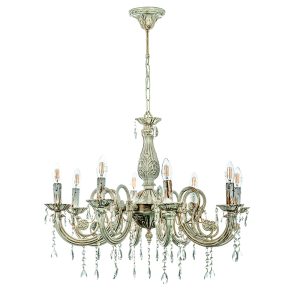 InLight Κρεμαστό φωτιστικό από μέταλλο σε μπεζ πατίνα και κρύσταλλα 8XE13 D:65cm