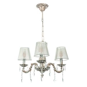 InLight Κρεμαστό φωτιστικό από μέταλλο σε μπεζ πατίνα και κρύσταλλα 3XE14 D:55cm