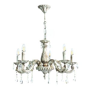 InLight Κρεμαστό φωτιστικό από μέταλλο σε μπεζ πατίνα και κρύσταλλα 5XE14 D:60cm