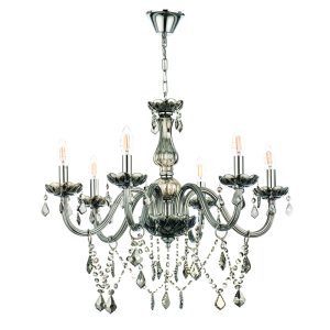 InLight Κρεμαστό φωτιστικό από φιμέ γυαλί και κρύσταλλα 6XE14 D:68cm