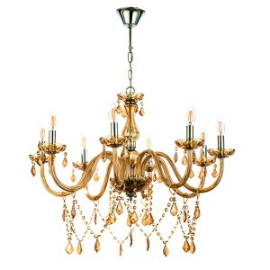 InLight Κρεμαστό φωτιστικό από μελί γυαλί και κρύσταλλα 8XE14 D:75cm