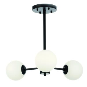 InLight Κρεμαστό φωτιστικό από μαύρο μέταλλο και λευκή οπαλίνα 3XG9 D:45cm
