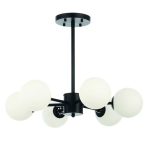 InLight Κρεμαστό φωτιστικό από μαύρο μέταλλο και λευκή οπαλίνα 6XG9 D:55cm