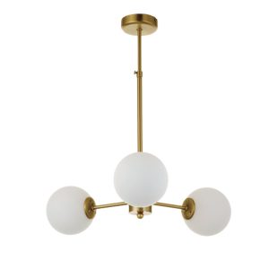 InLight Κρεμαστό φωτιστικό από χρυσό ματ μέταλλο και λευκή οπαλίνα 3XG9 D:45cm