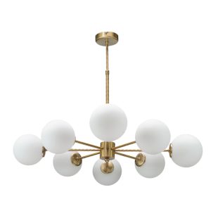 InLight Κρεμαστό φωτιστικό από χρυσό ματ μέταλλο και λευκή οπαλίνα 8XG9 D:75cm
