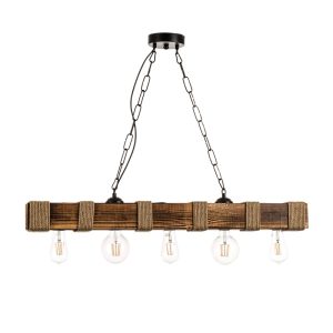 InLight Κρεμαστό φωτιστικό από ξύλο και σχοινί 5XE27 D:90cm