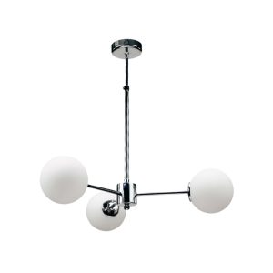 InLight Κρεμαστό φωτιστικό από χρώμιο μέταλλο και λευκή οπαλίνα 3XG9 D:45cm