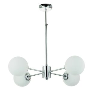 InLight Κρεμαστό φωτιστικό από χρώμιο μέταλλο και λευκή οπαλίνα 4XG9 D:45cm