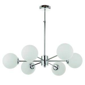 InLight Κρεμαστό φωτιστικό από χρώμιο μέταλλο και λευκή οπαλίνα 6XG9 D:55cm