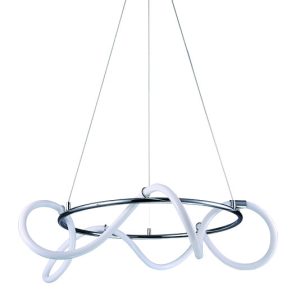 InLight Κρεμαστό φωτιστικό LED 60W 3000K από χρώμιο μέταλλο και σωλήνα σιλικόνης D:60cm