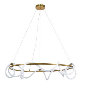 InLight Κρεμαστό φωτιστικό LED 60W 3000K από χρυσαφί μέταλλο και σωλήνα σιλικόνης D:60cm