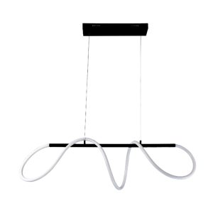 InLight Κρεμαστό φωτιστικό LED 60W 3000K από μαύρο μέταλλο και σωλήνα σιλικόνης D:110cm