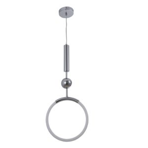 InLight Κρεμαστό φωτιστικό LED 8W 3000K από χρώμιο μέταλλο και σωλήνα PVC D:70cm