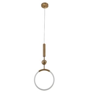 InLight Κρεμαστό φωτιστικό LED 8W 3000K από χρυσαφί μέταλλο και σωλήνα PVC D:70cm