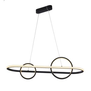 InLight Κρεμαστό φωτιστικό LED 56W 3000K από αλουμίνιο σε μαύρη απόχρωση D:120cm