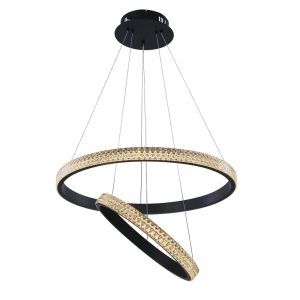 InLight Κρεμαστό φωτιστικό LED 94W 3000K από μαύρο αλουμίνιο και ακρυλικό D:60cm