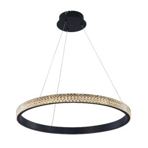 InLight Κρεμαστό φωτιστικό LED 56W 3000W από μαύρο αλουμίνιο και ακρυλικό D:60cm