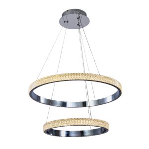 InLight Κρεμαστό φωτιστικό LED 94W 3000K από χρώμιο αλουμίνιο και ακρυλικό D:60cm