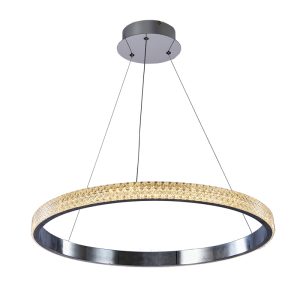 InLight Κρεμαστό φωτιστικό LED 56W 3000K από χρώμιο αλουμίνιο και ακρυλικό D:60cm