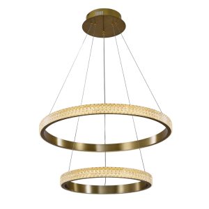 InLight Κρεμαστό φωτιστικό LED 94W 3000K από χρυσαφί αλουμίνιο και ακρυλικό D:50cm